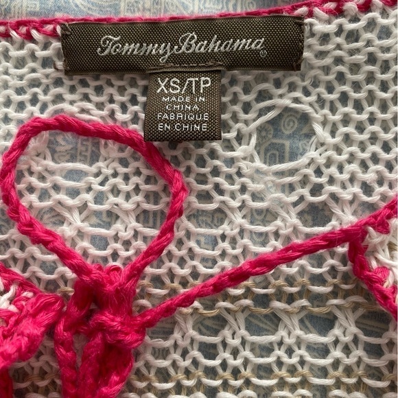 Tommy Bahama Cream White Crochet Dress Linen CoverUp Long sleeve XS - Picture 4 of 13